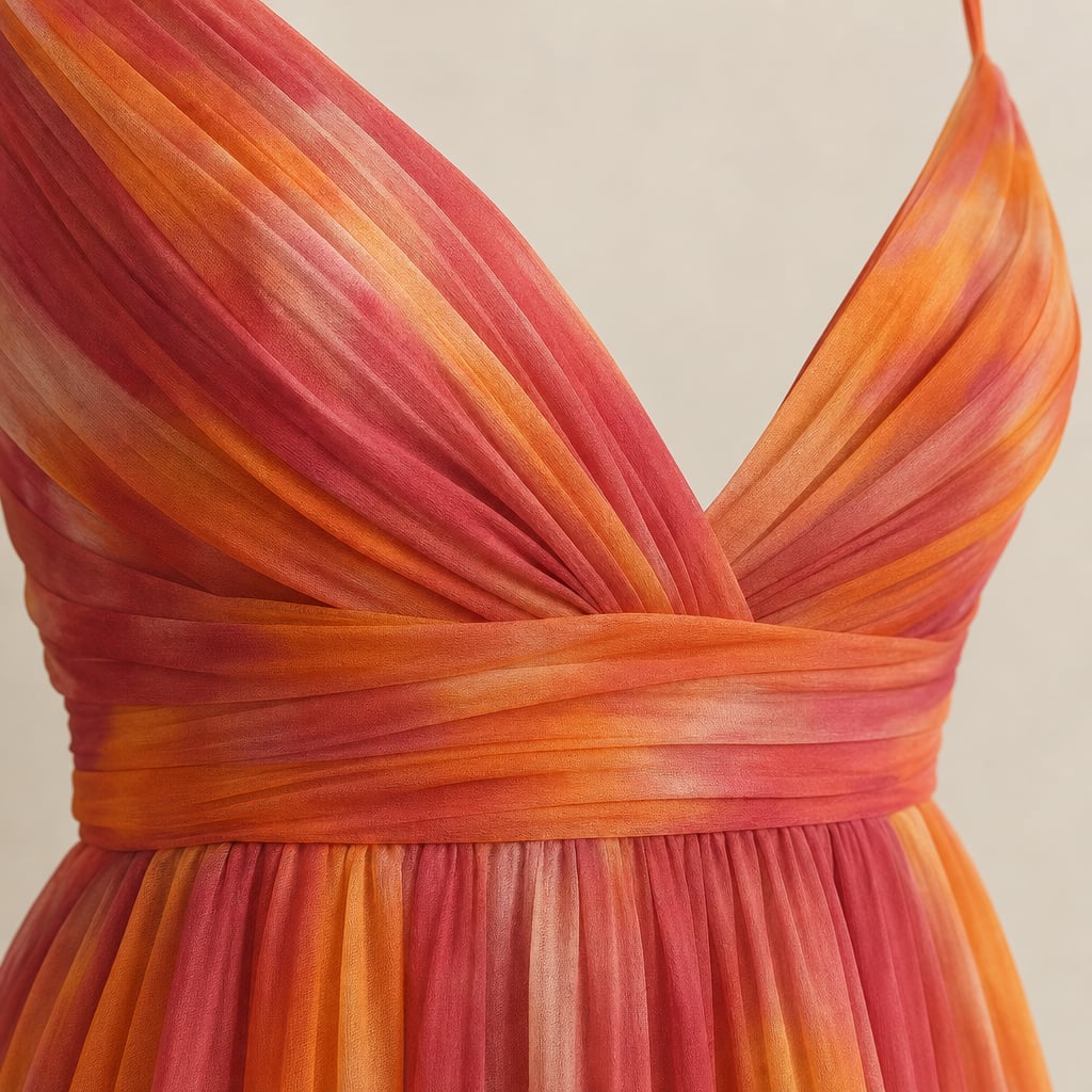 Vestido maxi estampado abstracto escote en V tirantes delgados – Labetina