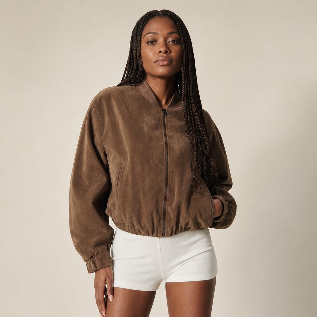 Bomber de textura serpiente oversize color café – Labetina