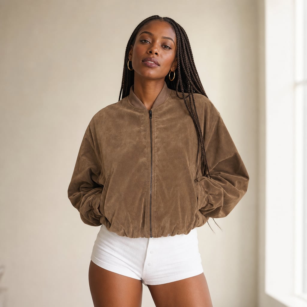 Bomber de textura serpiente oversize color café – Labetina