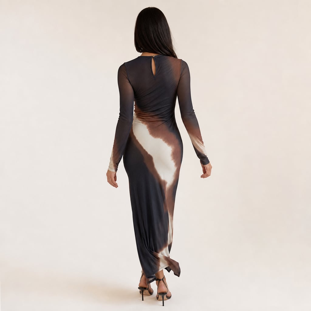 Vestido midi de punto cuello alto manga larga abertura Mars – Labetina