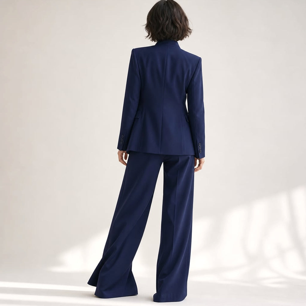 Conjunto de dos piezas cuello alto blazer pierna ancha – Labetina