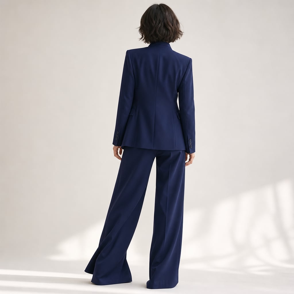 Conjunto de dos piezas cuello alto blazer pierna ancha – Labetina