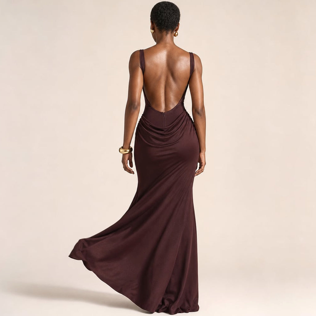 Vestido maxi bodycon espalda abierta hasta el piso – Labetina