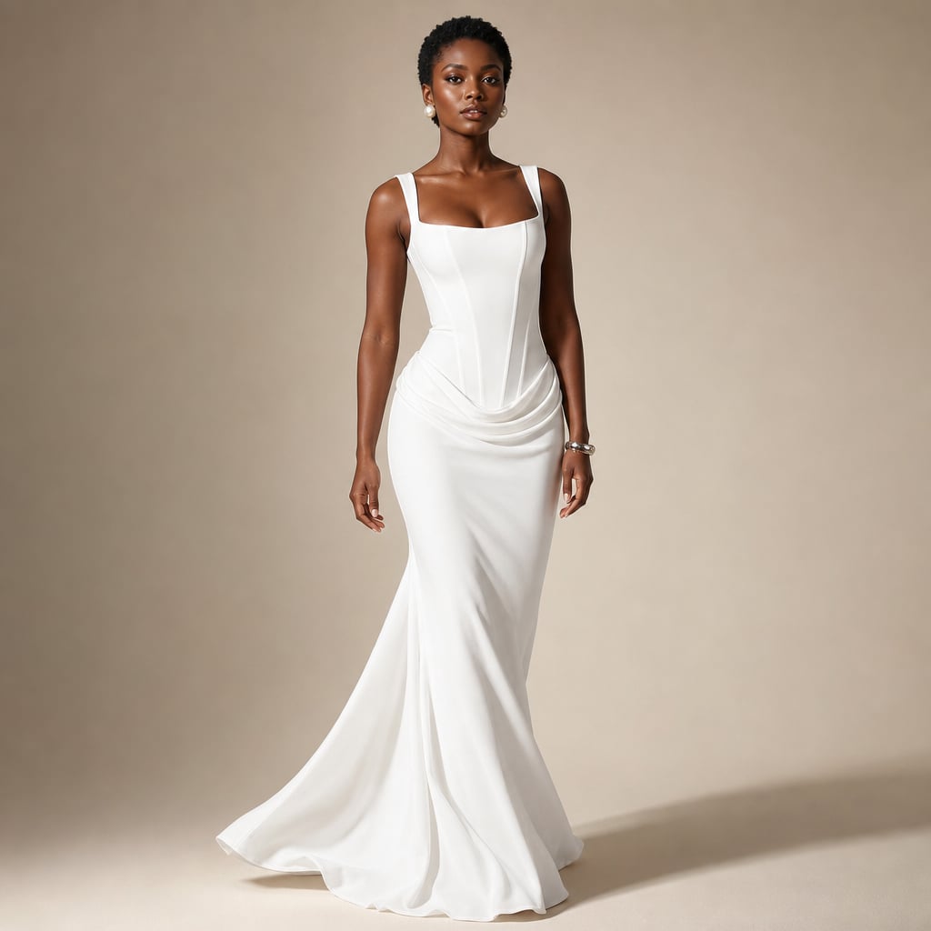 Vestido maxi bodycon espalda abierta hasta el piso en White – Labetina