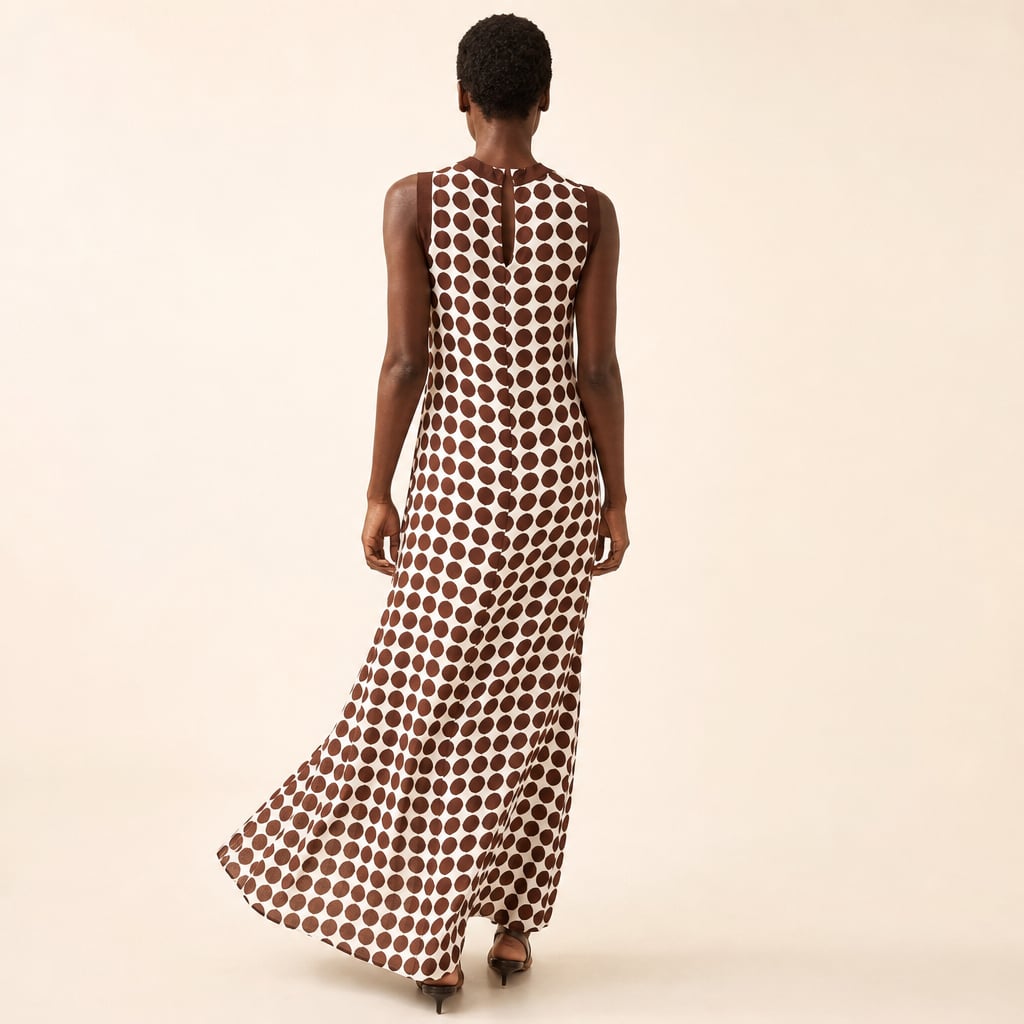 Vestido maxi sin mangas estampado chocolate con botones – Labetina