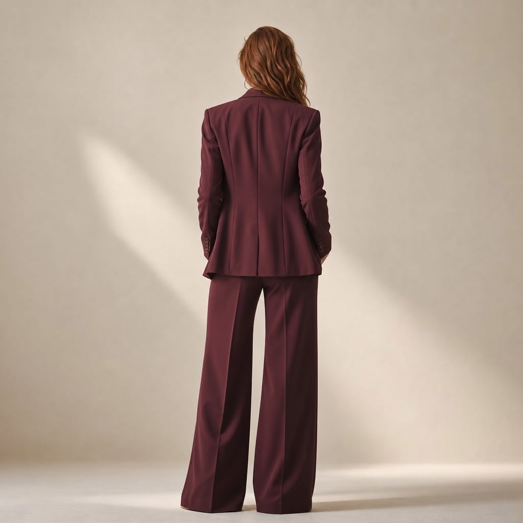 Conjunto de dos piezas blazer y pantalón de pierna ancha con solapa picuda – Labetina