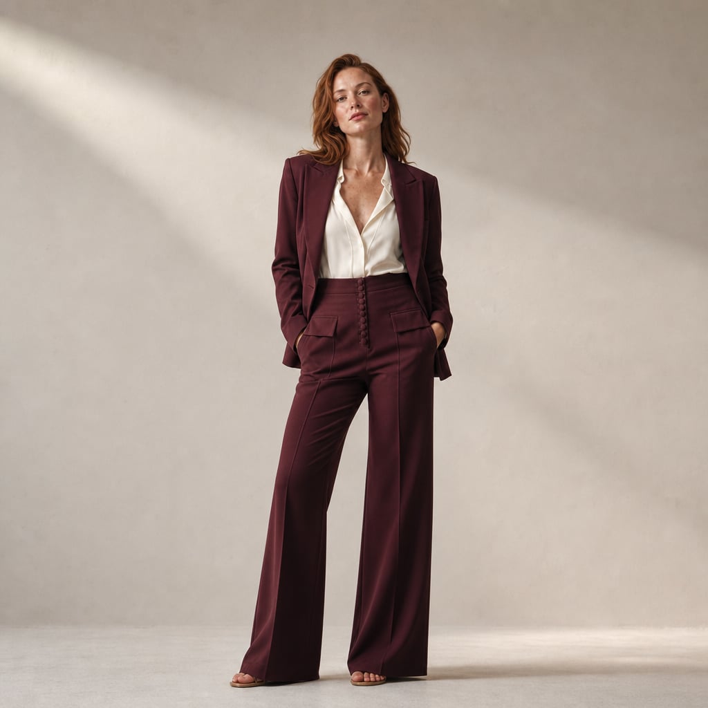 Conjunto de dos piezas blazer y pantalón de pierna ancha con solapa picuda – Labetina