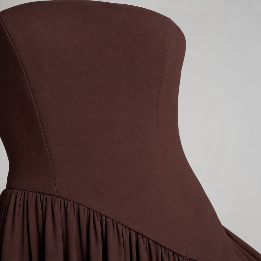 Vestido maxi strapless corsé pañuelo abertura alta – Labetina
