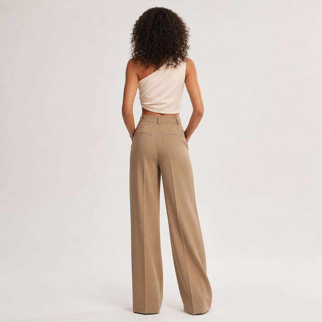Pantalones anchos de tiro alto corte sastre verano – Labetina