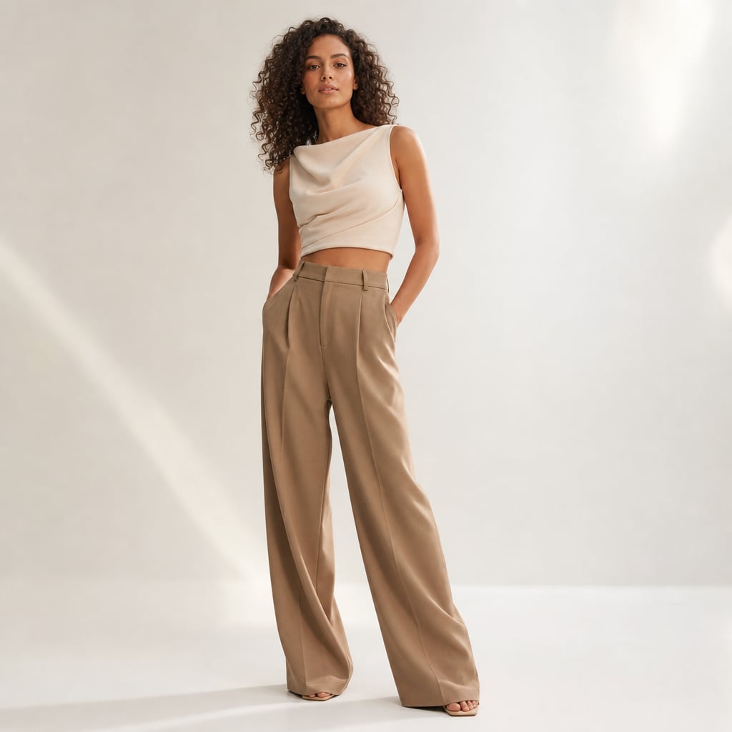 Pantalones anchos de tiro alto corte sastre verano – Labetina