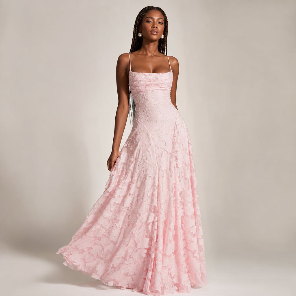 Vestido maxi floral tirantes delgados tres colores en Pink – Labetina
