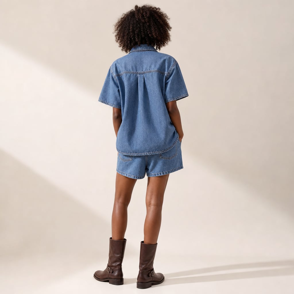 Set de mezclilla top y shorts de botones co-ord dos piezas – Labetina