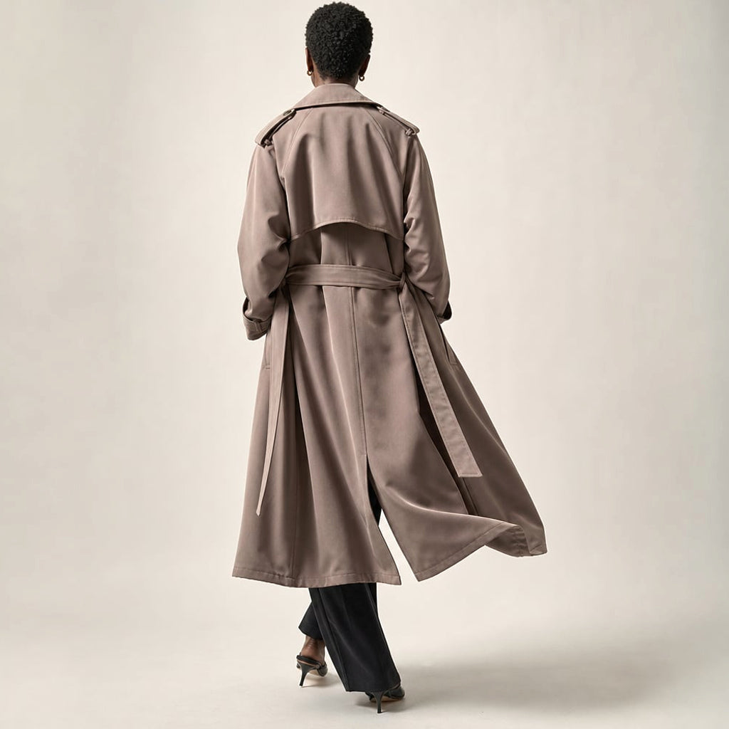 Trench coat longline oversize con cinturón Mocha – Labetina