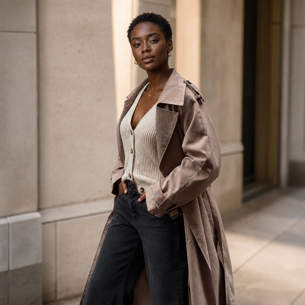 Trench coat longline oversize con cinturón Mocha – Labetina