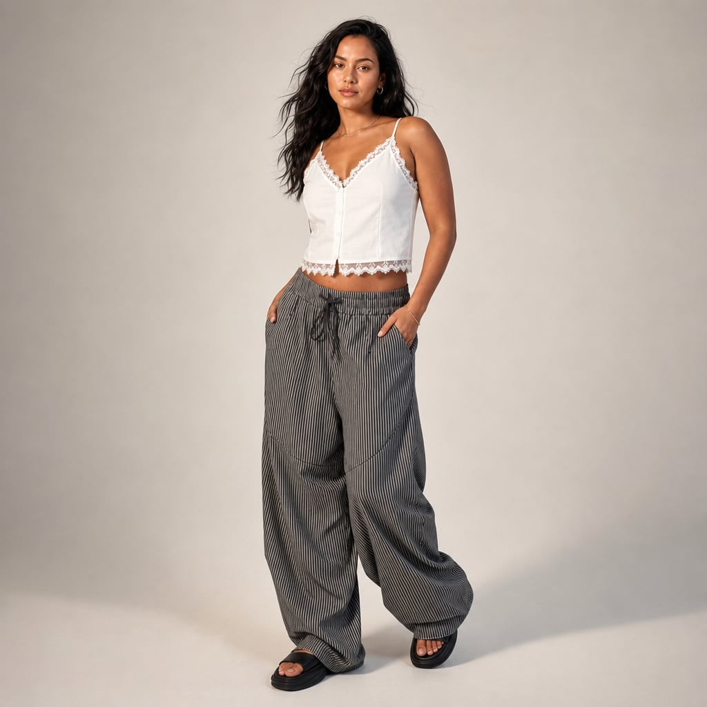 Pantalón barrel leg elástico en cintura tiro alto Gris – Labetina