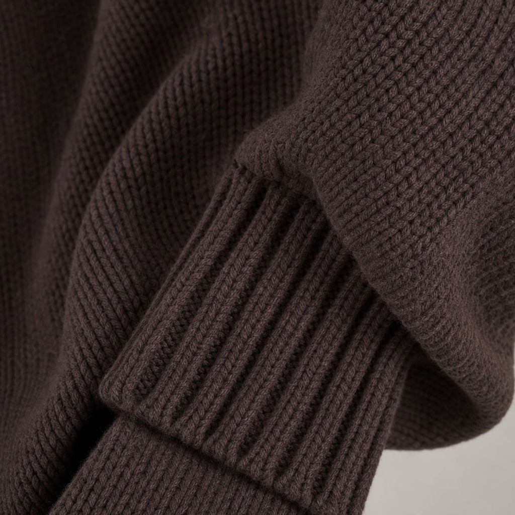Jumper de punto algodón cuello redondo Chocolate – Labetina