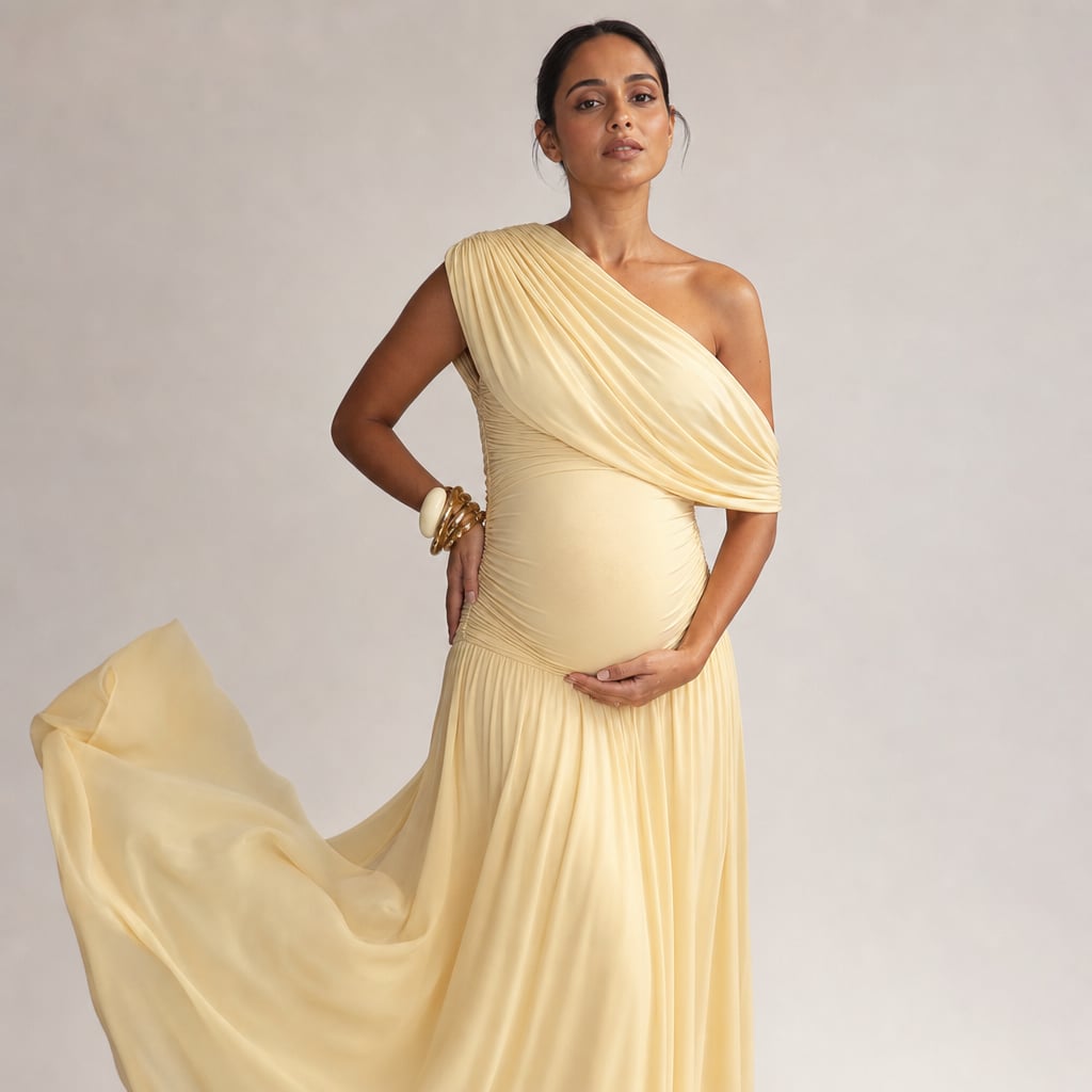 Vestido maxi de maternidad hombro asimétrico – Labetina