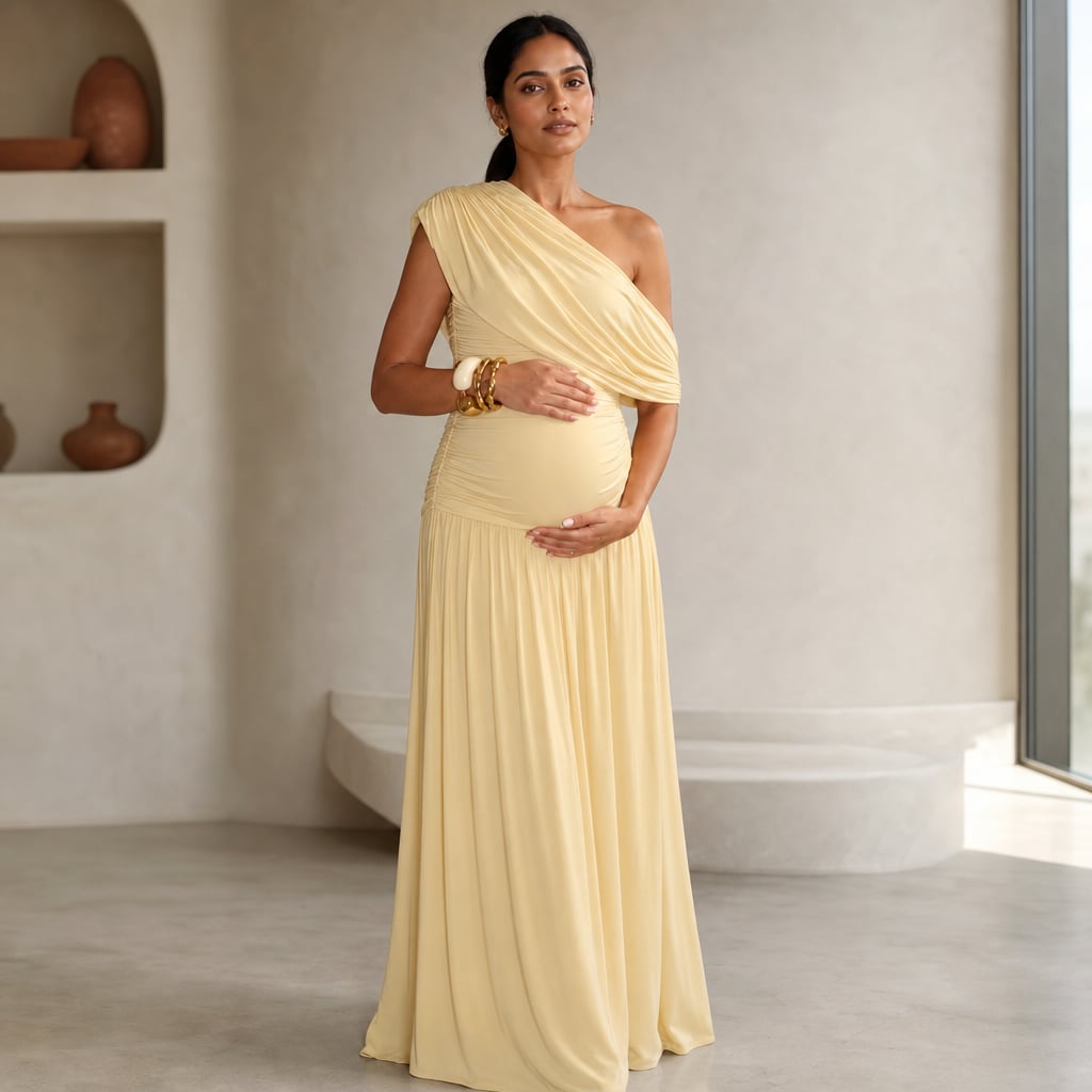 Vestido maxi de maternidad hombro asimétrico – Labetina