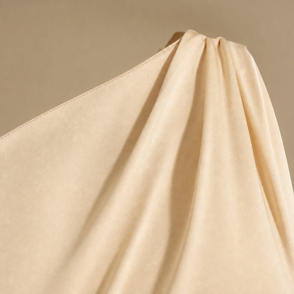 Vestido maxi asimétrico con abertura café claro – Labetina