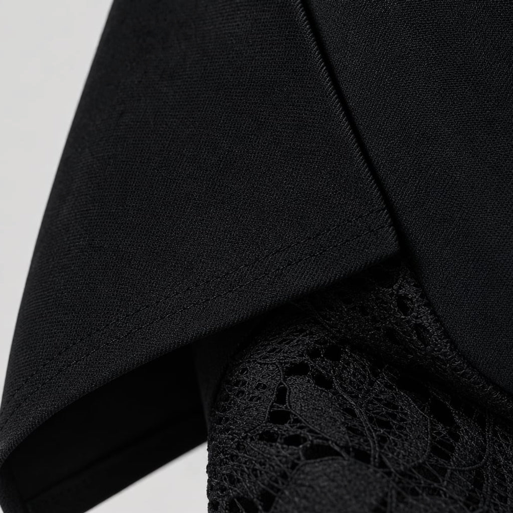 Conjunto dos piezas algodón encaje transparente pierna ancha Negro – Labetina