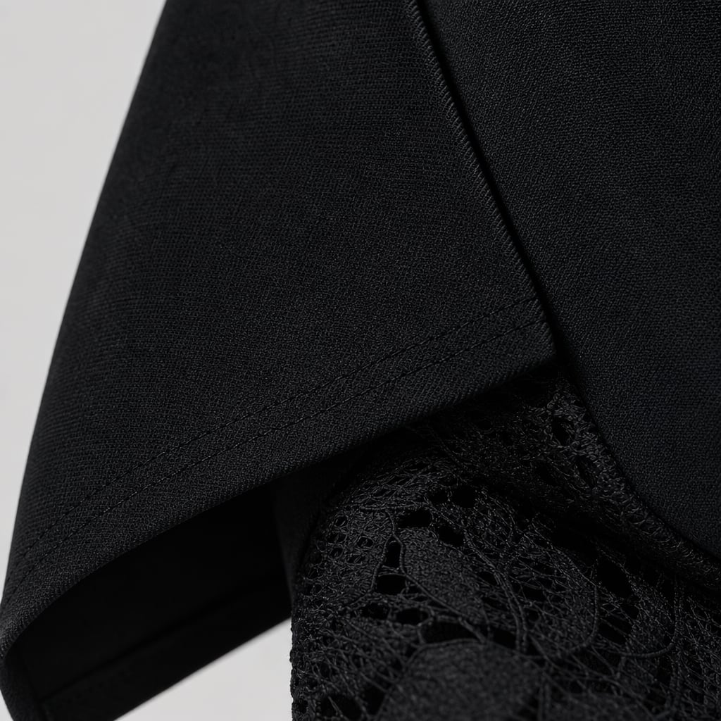 Conjunto dos piezas algodón encaje transparente pierna ancha Negro – Labetina
