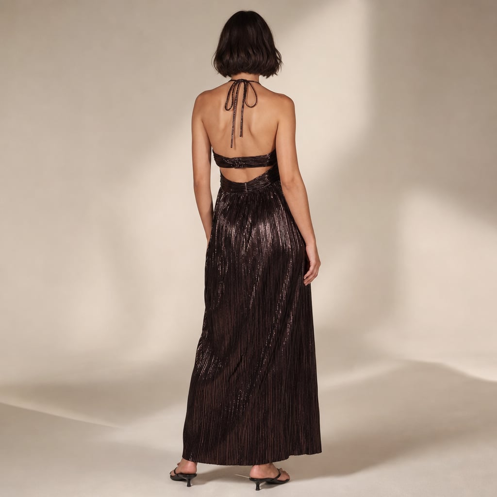 Vestido maxi halter con cut-out Chocolate – Labetina
