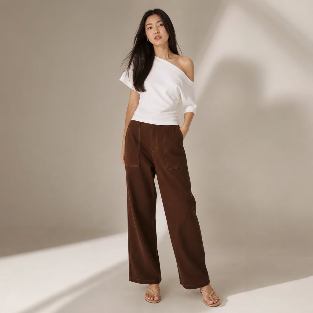 Pantalones anchos de denim tiro alto Chocolate Denim – Labetina