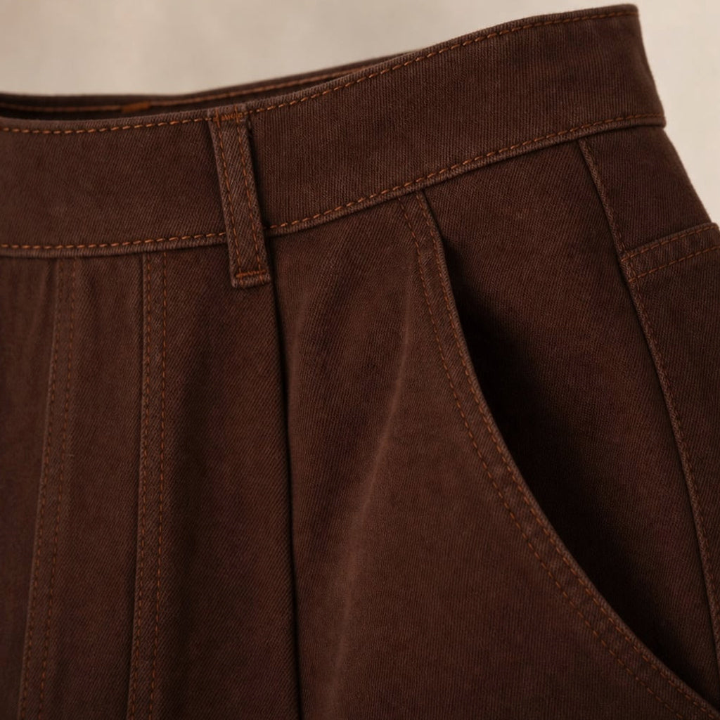 Pantalones anchos de denim tiro alto Chocolate Denim – Labetina
