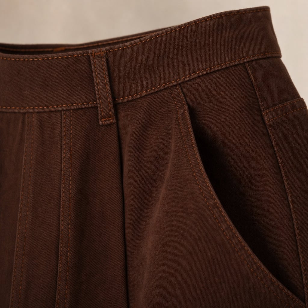 Pantalones anchos de denim tiro alto Chocolate Denim – Labetina