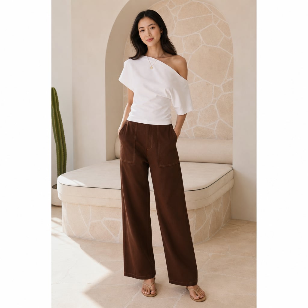 Pantalones anchos de denim tiro alto Chocolate Denim – Labetina