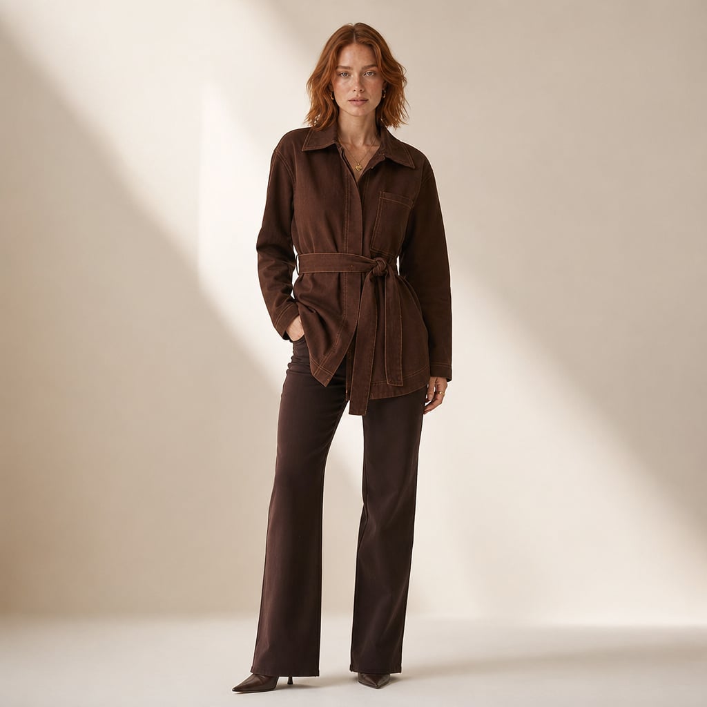 Top denim longline con amarre en la cintura Chocolate Denim – Labetina